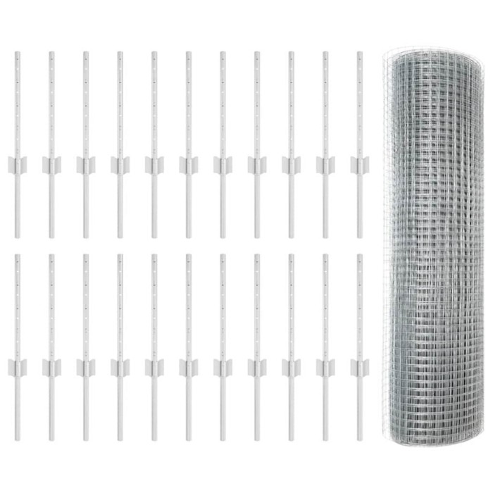 vidaXL &Icirc;ngrădire cu st&acirc;lpi Argintiu 0.4 x 50 m Oțel