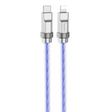 Cablu tipe-c la lightning 20w 1m hoco crystal, blue