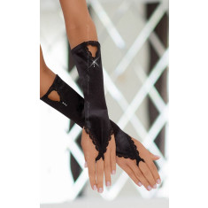 Mănuși elegante, accesorizate cu pietre strălucitoare, Negru, Mărime S-L