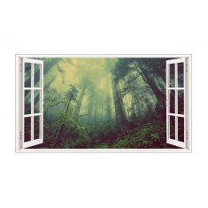 Sticker decorativ, Fereastra 3D, Padure, 85 cm, 541STK