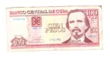 Bancnota Cuba 100 pesos 2019, circulata, stare relativ buna