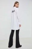 Cumpara ieftin Karl Lagerfeld camasa din bumbac femei, culoarea alb, cu guler clasic, regular