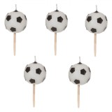 Lum&acirc;nări Aniversare, Model Mingea de Fotbal, Set 5 Bucăți, Alb, 6 cm, Oem