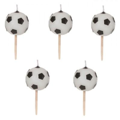 Lum&amp;acirc;nări Aniversare, Model Mingea de Fotbal, Set 5 Bucăți, Alb, 6 cm foto
