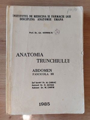 Anatomia trunchiului Abdomen fasc 3 - Gh. Adomnicai foto