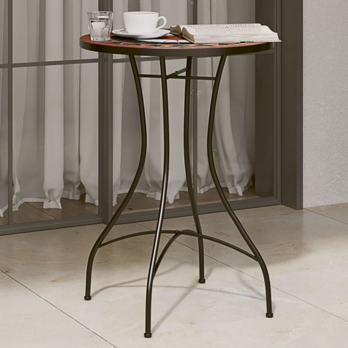 vidaXL Masă de bistro mozaic, cărămiziu și alb, &Oslash;50x70 cm, ceramică 4003401