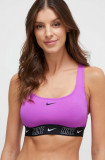 Nike sutien de baie Logo Tape culoarea violet, cupa usor rigidizata