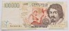 Italia, 100.000 Lire, 1994. Bancnota