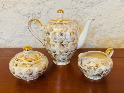 CAFETIERA, ZAHARNITA SI LETIERA- PORTELAN FIN- MARCAJ Sch &amp;amp; K ECHT GOLD BAVARIA foto