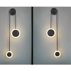 Set 2 aplice LED cercuri, 2x10W, lumina neutra, negru