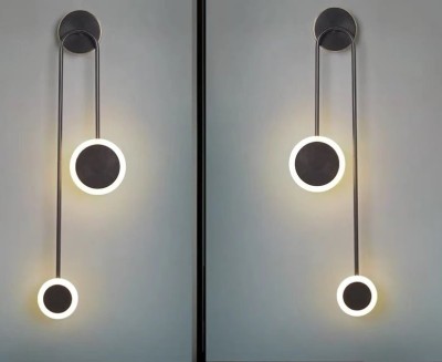 Set 2 aplice LED cercuri, 2x10W, lumina neutra, negru foto