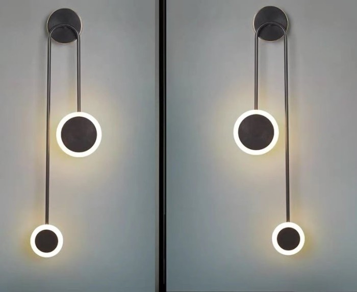 Set 2 aplice LED cercuri, 2x10W, lumina neutra, negru