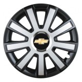 Cumpara ieftin Set 4 capace roti Silver/black cu inel cromat R14 pentru gama auto Chevrolet, Autohelix MSA
