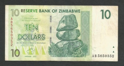 ZIMBABWE 10 DOLARI DOLLARS 2007 [28] P- 67 , F foto