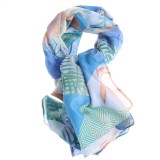 Esarfa bleu din vascoza cu frunze multicolore