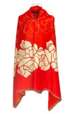 Esarfa tip sal dama 24E din matase vegetala cu atingere de matase fina, rosu/maro, 180 x 82 cm, Marime universala