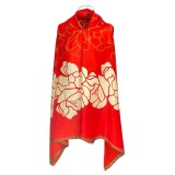 Esarfa tip sal dama 24E din matase vegetala cu atingere de matase fina, rosu/maro, 180 x 82 cm