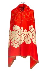 Esarfa tip sal dama 24E din matase vegetala cu atingere de matase fina, rosu/maro, 180 x 82 cm