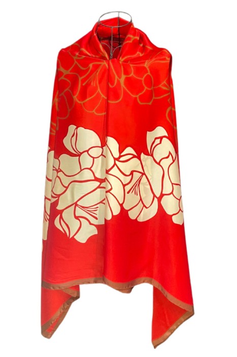 Esarfa tip sal dama 24E din matase vegetala cu atingere de matase fina, rosu/maro, 180 x 82 cm
