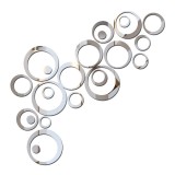 Set 24 stickere decorative oglinda, YATOVUR, Acril, 2.5-14 cm, Argintiu