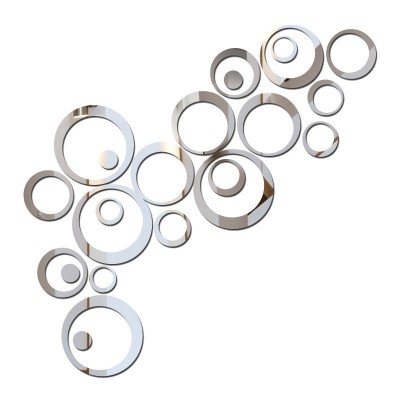 Set 24 stickere decorative oglinda, YATOVUR, Acril, 2.5-14 cm, Argintiu foto