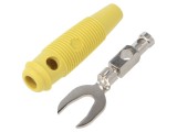 Conector de laborator tip furcă, mufă, 60VDC, galben, 2,5mm&sup2;