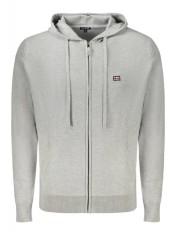 Hanorac cu fermoar barbati, cu mini logo brodat, Regular fit, gri deschis, M
