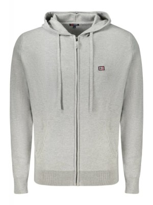 Hanorac cu fermoar barbati, cu mini logo brodat, Regular fit, gri deschis, M foto