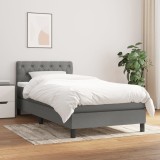 vidaXL Pat box spring cu saltea, gri &icirc;nchis, 80x200 cm, textil