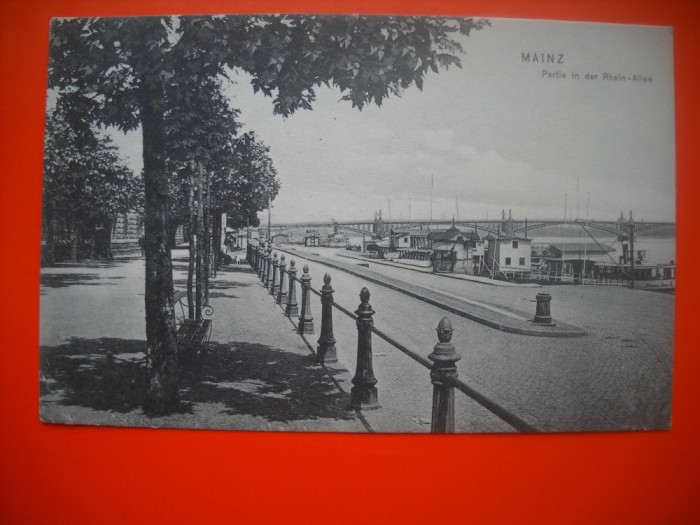 HOPCT 8536 ALEEA / FALEZA MAINZ..IN ANUL 1908 -GERMANIA-EUROPA- STAMPILOGRAFIE GARA TREN -FRUMOASA-CIRCULATA