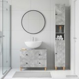 Cumpara ieftin Set de dulapuri pentru baie, 2 piese ALKMAAR Gri Beton