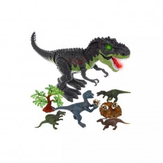 Jucarie dinozaur cu sunete si lumini,5 figurine cu accesorii, Gonga® Verde