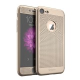 Husa apple iphone 7 ipaky full cover 360 air cu gauri auriu + folie sticla, Flippy