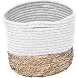 Coș Rufe Bumbac / Iarba De Mare 32X25X20 Cm &ndash; Alb / Natural | Organizatoare Baie