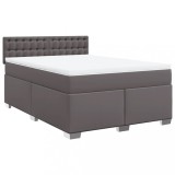 Cumpara ieftin Pat box spring cu saltea, gri, 140x200 cm, piele ecologica