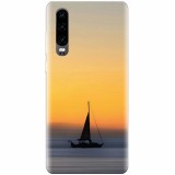 Husa silicon pentru Huawei P30, Wind Sail Boat Ocean Sunset