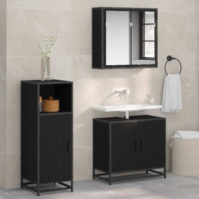 vidaXL Dulap de Baie Stejar negru 35 x 37.5 x 100 cm Lemn compozit 883593 foto