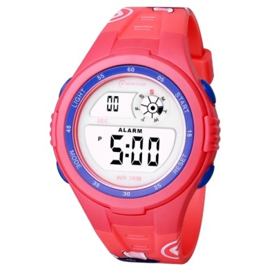 Ceas digital de copii, Mingrui MR2117LK, model rabbit, data, iluminare, rezistent la apa 30 metri, rosu foto