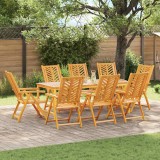 Cumpara ieftin Set de masa pentru gradina 9 buc. Maro 200 x 90 x 74 cm