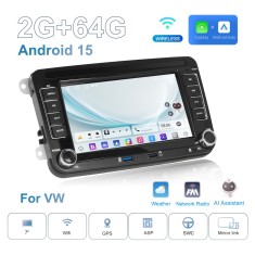 Navigatie VW Golf Polo Passat b7 b6 SEAT leon Skoda, Ecran 7 inch, Android 15, Carplay, 2GB RAM + 64 GB ROM, Waze, Wi Fi, Usb, Bluetooth,NOU