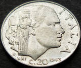 Cumpara ieftin Moneda istorica 20 CENTESIMI - ITALIA FASCISTA, anul 1943 *cod 386, Europa
