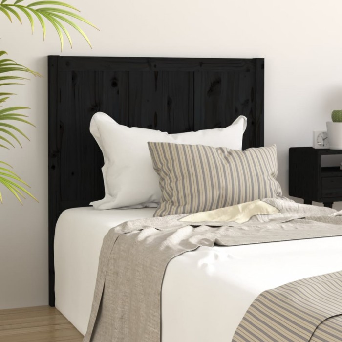 Gossi tablie de pat, negru, 95,5x4x100 cm, lemn masiv de pin