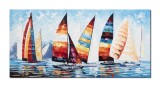 Cumpara ieftin Tablou Cursa de veliere, pictat manual 140x70cm ulei pe panza in cutit efect 3D