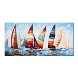 Tablou Cursa de veliere, pictat manual 140x70cm ulei pe panza in cutit efect 3D, gata de agatat pe perete