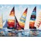 Tablou Cursa de veliere, pictat manual 140x70cm ulei pe panza in cutit efect 3D