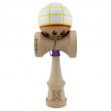 Kendama X Originala, Profesionala,, Big Cups V2, Model Glob Super Sticky Legendary Cupe Mari, Rulment Metalic cu Ata 55 cm, Alb/Galben/Rosu