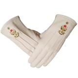 M?nu?i Piele pentru Gradul 33&deg; - Albe din Piele de Oaie cu Broderie Specific?