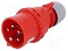 Conector alimentare AC, IEC 60309, IP44, 16A, 400V AC, 5 pini, PCE - 7015-6