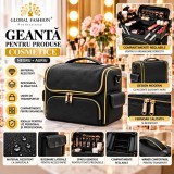 Geantă pentru produse cosmetice, Negru+Auriu