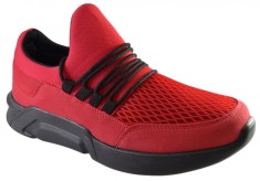 Pantofi Sport Barbati, Rosii din Panza, Talpa Neagra Usoara din Spuma - 41 foto